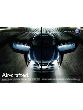 2006 Saab 9-3 Aero Convertible 2 page Vintage Print Ad Nighttime Runway Wall Art